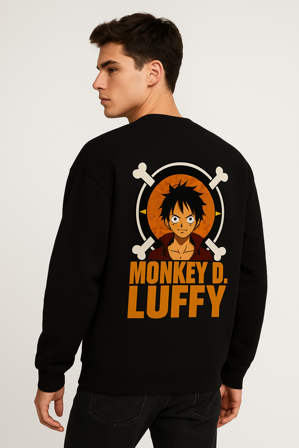 Oversized Anime Graphic Sweatshirt – Monkey D. Luffy Edition