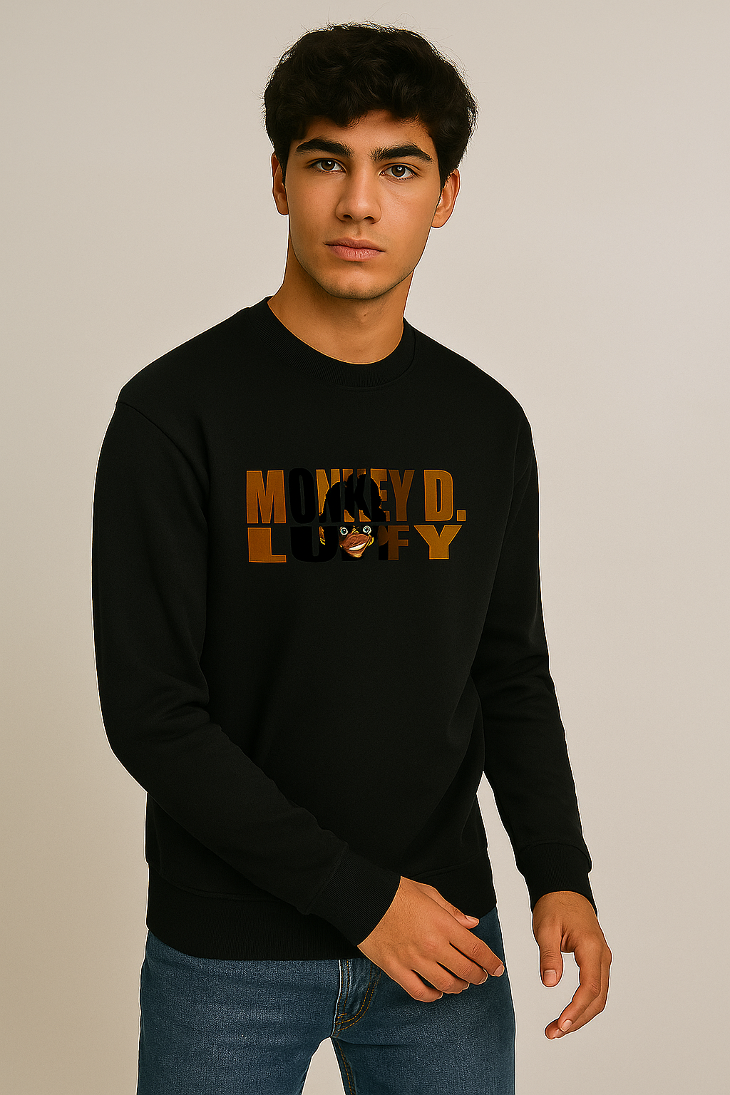 Oversized Anime Graphic Sweatshirt – Monkey D. Luffy Edition