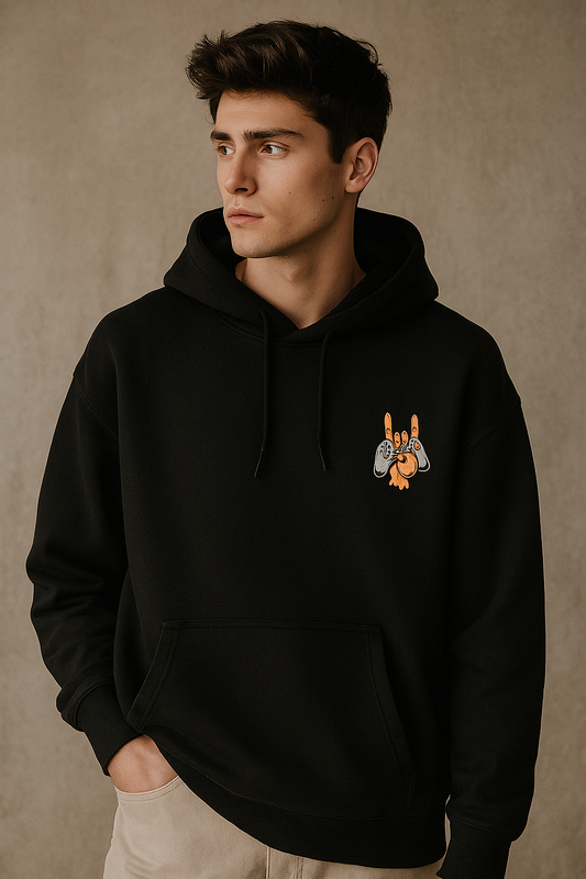 Night Shock Black Oversized Heavyweight Cotton Hoodie