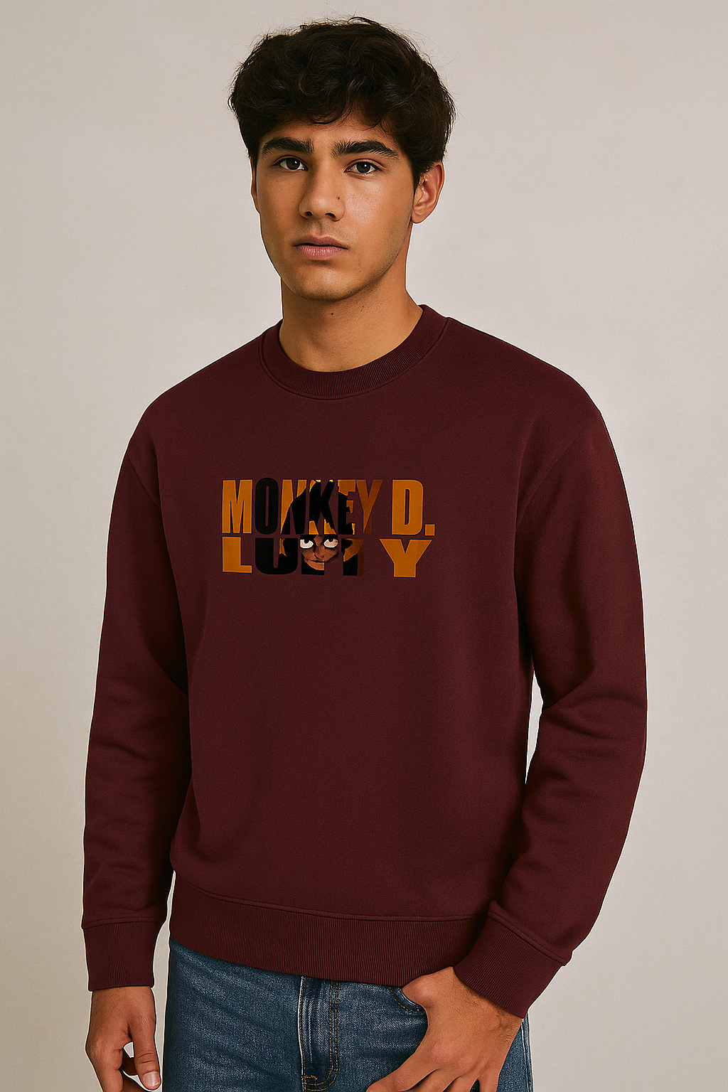 Oversized Anime Graphic Sweatshirt – Monkey D. Luffy Edition