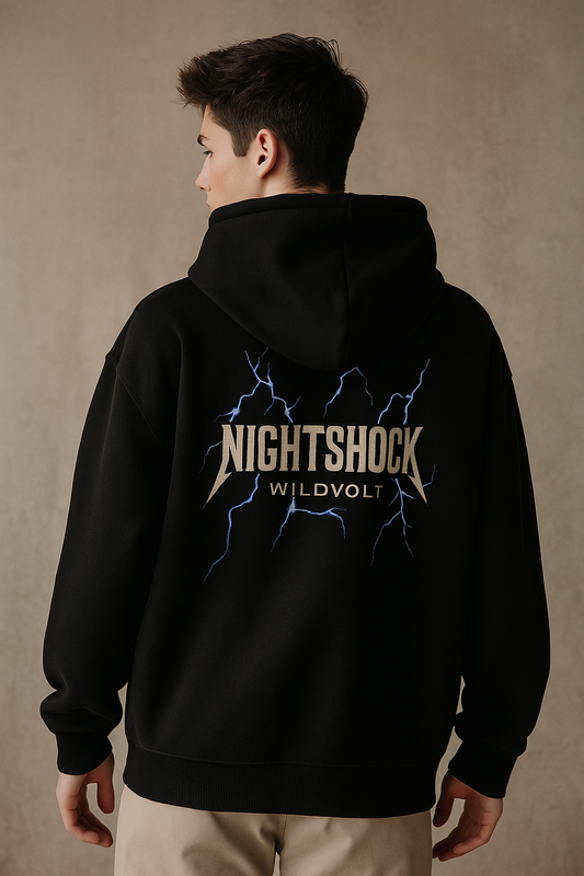 Night Shock Black Oversized Heavyweight Cotton Hoodie